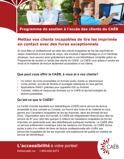 Depliant sur le programme de soutien à l'accès des clients