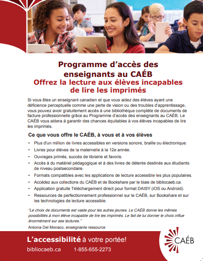 Dépliant sur le programme d'accès des enseignants