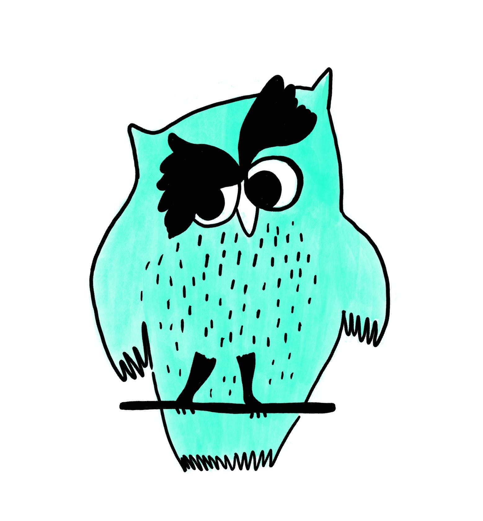 Un dessin animé d'un hibou bleu.
