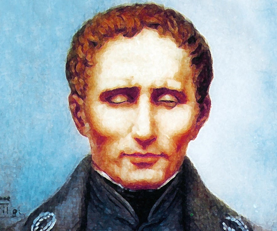 Rendu artistique du portrait de Louis Braille.