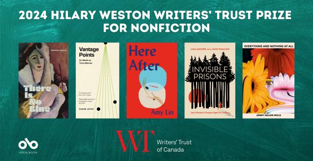 Book covers of the finalists for the Hilary Weston Writers’ Trust Prize for Nonfiction